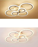 6 Light Round White Body Modern LED Chandelier for Dining Living Room Office Hanging Suspension Lamp - Warm White - Chandelier
