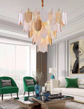 600 MM Frost Clear Glass Gold Metal LED Chandelier Hanging Suspension Lamp - Warm White - Chandelier