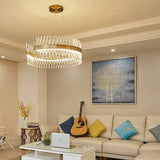 600 MM Gold Glass Cross Designer Crystal LED Chandelier MM Ring Hanging Suspension Lamp - Warm White - Chandelier