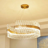 600 MM Gold Glass Cross Designer Crystal LED Chandelier MM Ring Hanging Suspension Lamp - Warm White - Chandelier