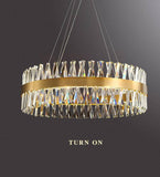 600 MM Gold Glass Crystal LED Chandelier MM Ring Hanging Suspension Lamp - Warm White - Chandelier