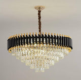 750MM Gold Black Tube Stainless Steel K9 Crystal Pendant Chandelier Ceiling Lights Hanging - Warm White - Chandelier