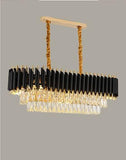 750x350 MM Gold Black Tube Stainless Steel K9 Crystal Pendant Chandelier Ceiling Lights Hanging - Warm White - Chandelier