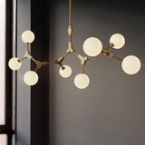 8 Light Adjustable Gold Frosted Glass Chandelier Ceiling Lights Hanging - Warm White - Chandelier