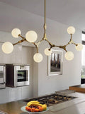 8 Light Adjustable Gold Frosted Glass Chandelier Ceiling Lights Hanging - Warm White - Chandelier