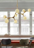 8 Light Adjustable Gold Frosted Glass Chandelier Ceiling Lights Hanging - Warm White - Chandelier