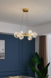 8 Light Fairy Light Gold Amber Glass Chandelier Ceiling Lights - Warm White - Chandelier