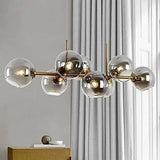 8 Light Gold Amber Glass Chandelier Ceiling Lights Hanging - Warm White - Chandelier