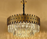 80W 600MM Gold Black Stainless Steel Crystal Chandelier Lamp - Warm White - Chandelier