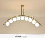 9 Light Frosted Glass Curved Gold Metal Chandelier Ceiling Lights Hanging - Warm White - Chandelier