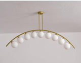 9 Light Frosted Glass Curved Gold Metal Chandelier Ceiling Lights Hanging - Warm White - Chandelier