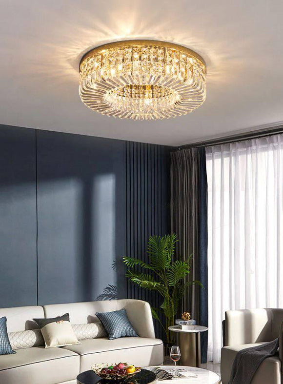 Crystal Modern LED Surface Mount Chandelier 500 MM Ring - Tricolor Warm White Cool White Natural White - Chandelier