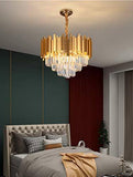 FANDOM 400MM Gold Stainless Steel K9 Crystal Pendant Chandelier Ceiling Pendant Lamp Foyer Lights Lamps Modern Hanging - Warm White - Chandelier