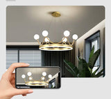 Gold Crown 6 Glass Ball LED Chandelier Pendant Light Hanging Suspension Lamp - Warm White - Chandelier