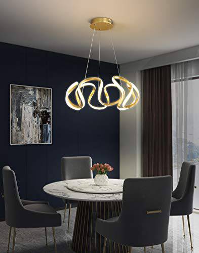 Gold Curvy LED Pendant Chandelier Lights Dining Room Kitchen Lighting Lamp - Warm White - Chandelier