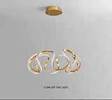 Gold Curvy LED Pendant Chandelier Lights Dining Room Kitchen Lighting Lamp - Warm White - Chandelier