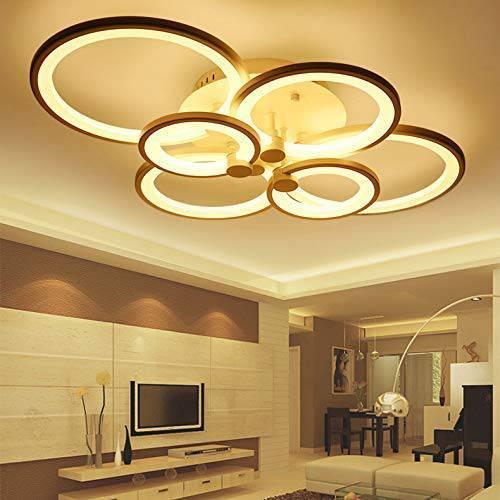 6 Light Round White Body Profile Modern LED Chandelier for Dining Living Room Office Hanging Suspension Lamp - Warm White - Chandelier