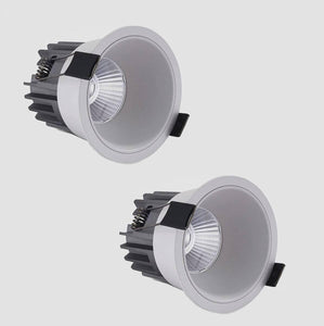 12W Led COB Trimless Round White Body Downlight Ceiling Light for Modern Architectural Homes and Offices (Pack of 2) - 3000K Warm White - Commercial Lighting
