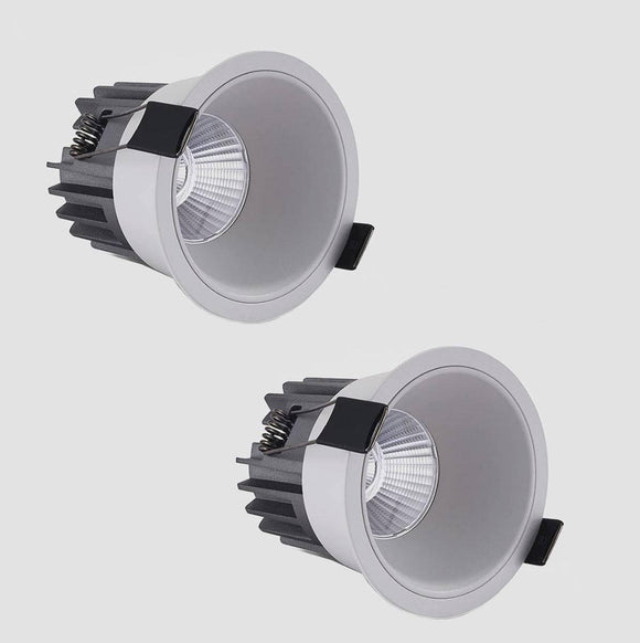6W Led COB Trimless Round White Body Downlight Ceiling Light for Modern Architectural Homes and Offices (Pack of 2) - 3000K Warm White - Commercial Lighting