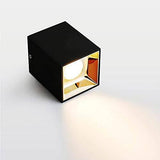6W LED Indoor Outdoor Ceiling Lamp Square Cube Drum Cylinder Black Gold Wall Light 4000k Waterproof (Natural White) - Commercial Lighting