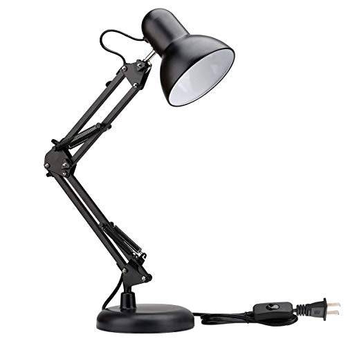 Heavy Quality Swing Arm Desk Lamp Table Lamp, Black Painted Lamp, Indian Plug (Black - Metal Arm Joint) - Desk Lamp