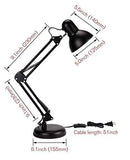 Heavy Quality Swing Arm Desk Lamp Table Lamp, Black Painted Lamp, Indian Plug (Black - Metal Arm Joint) - Desk Lamp