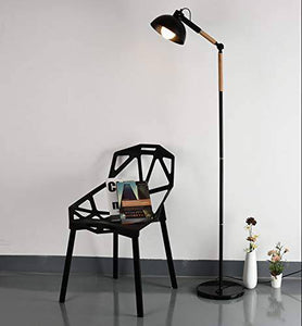 M2035 Adjustable Floor Lamp, Modern Tall Standing Lamp with E26/27 Screw Base(LED Bulb not Included), Metal+Wood Reading Lamp with Heavy Base - Black - Floor Lamp