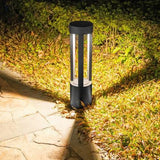 Led 600MM Grey Round Cage Body Bollard Outdoor Garden Park Driveway Light - Warm White - Garden Light