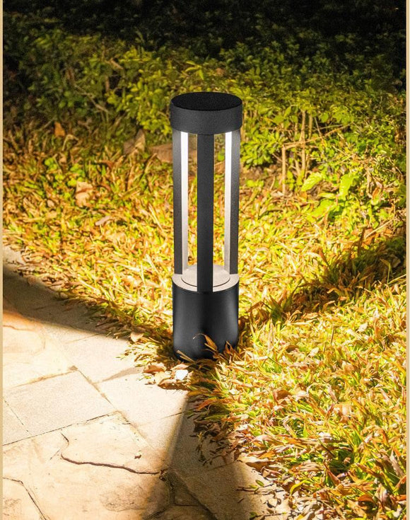 Led 600MM Grey Round Cage Body Bollard Outdoor Garden Park Driveway Light - Warm White - Garden Light
