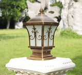 Square Pillar Light Antique Gate Lamp E27 Lantern Lamp Post E27 (Color : Bronze) - Garden Light