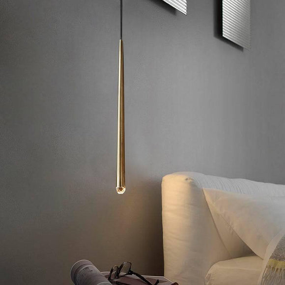 1 Light Modern LED Gold Long Pendant Lamp Acrylic Pendant Light - Warm White/Gold - Pendant Lamp