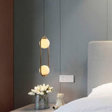 2 Light LED Glossy Gold Frosted Balls Pendant Lamp Chandelier Ceiling Light Bar Dining Room - Warm White - Pendant Lamp