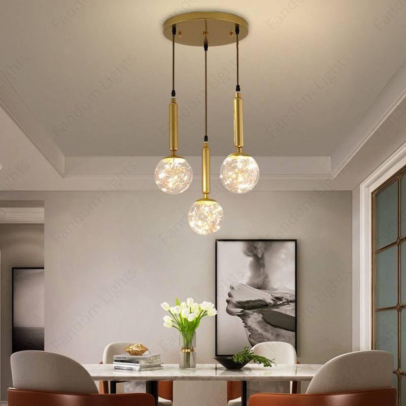 Light Gold Fairy Led Glass Pendant Ceiling Lights Hanging