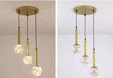 3 Light Gold Fairy Led Glass Pendant Ceiling Lights Hanging - Warm White - Pendant Lamp