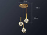 3 Light Gold Fairy Led Glass Pendant Ceiling Lights Hanging - Warm White - Pendant Lamp