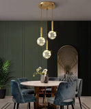 3 Light Gold Fairy Led Glass Pendant Ceiling Lights Hanging - Warm White - Pendant Lamp