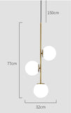 3 Light LED Gold Frosted Ball Pendant Lamp Ceiling Light for Home and Office - Warm White - Pendant Lamp