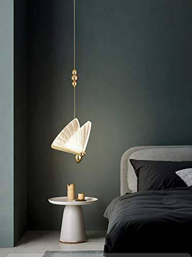 LED 1 Light Gold Butterfly Bedside Hanging Pendant Ceiling Lamp Light Fixture - Warm White - Pendant Lamp