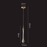 led 1 Light Gold Crystal Long Chandelier Hanging Pendant Ceiling Lamp Light Fixture - Warm White - Pendant Lamp