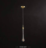 led 1 Light Gold Crystal Long Chandelier Hanging Pendant Ceiling Lamp Light Fixture - Warm White - Pendant Lamp