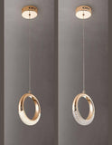 led 1-Light Gold Ring Crystal Hanging Pendant Ceiling Light - Warm White - Pendant Lamp