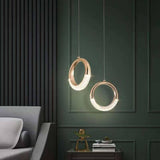 led 1-Light Gold Ring Crystal Hanging Pendant Ceiling Light - Warm White - Pendant Lamp