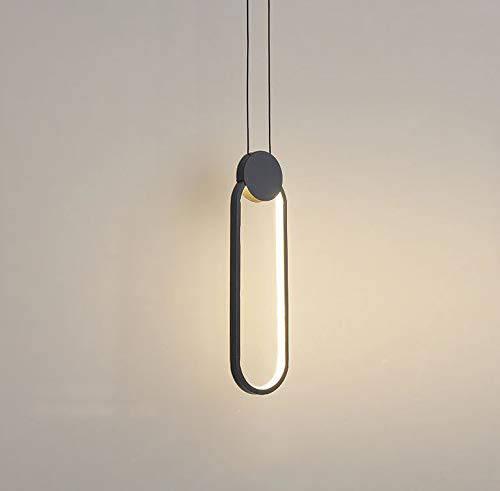 led 1 Light Modern Modern Pendant Lighting Bedside Minimalist Aluminum Shade Kitchen Island Ceiling Lights - Black (Oval) - Pendant Lamp