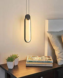 led 1 Light Modern Modern Pendant Lighting Bedside Minimalist Aluminum Shade Kitchen Island Ceiling Lights - Black (Oval) - Pendant Lamp