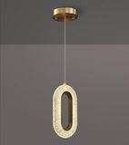 Led Gold Crystal Oval Long Pendant Lamp Ceiling Light - Warm White - Pendant Lamp