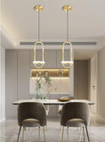 Led Gold Dual Round Long Pendant Lamp Ceiling Light - Warm White - Pendant Lamp