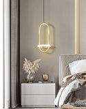 Led Gold Dual Round Long Pendant Lamp Ceiling Light - Warm White - Pendant Lamp