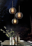 LED Round Gold Transparent Clear Glass Pendant Lamp Ceiling Light - Warm White - Pendant Lamp
