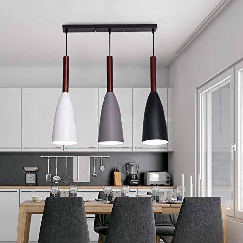 3-Light Finish Metal Shade Hanging Pendant Ceiling Lamp Fixture Dome for Bar Kitchen Home and Office (M301-2) - Black - Pendant Lamp