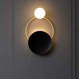 12 watt Black Gold Ring with Small Frosted Ball LED Wall Lamp - Warm White - Wall Light